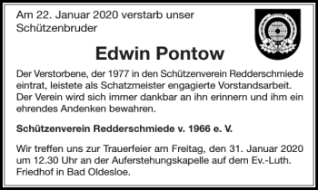 Traueranzeige von Edwin Pontow von Stormarner Tageblatt