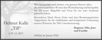 Traueranzeige von Helmut Kalle Till von Stormarner Tageblatt