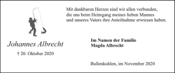 Traueranzeige von Johannes Albrecht von Elmshorner Nachrichten
