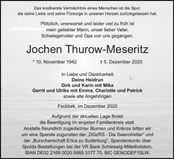 Traueranzeige von Jochen Thurow-Meseritz von Landeszeitung