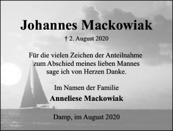 Traueranzeige von Johannes Mackowiak von Eckernförder Zeitung