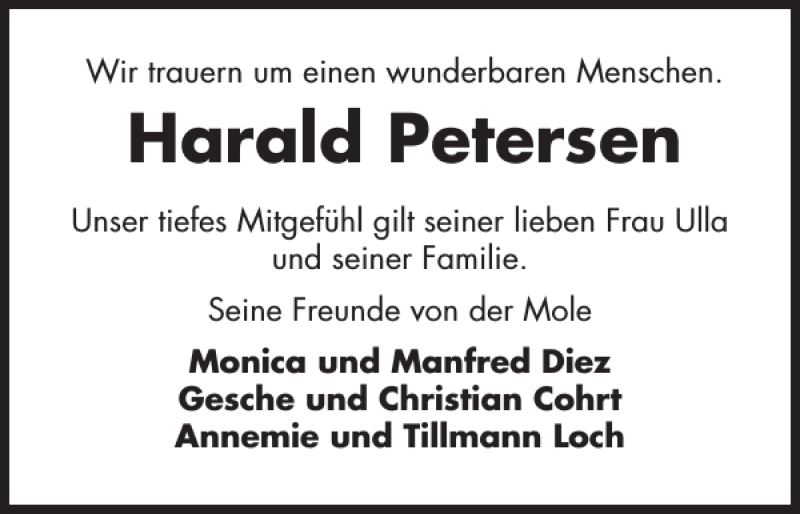  Traueranzeige für Harald Petersen vom 05.09.2020 aus Flensburger Tageblatt