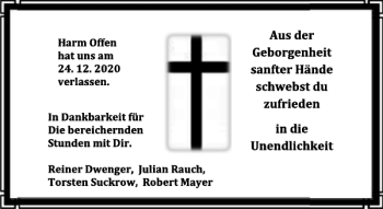 Traueranzeige von Harm Offen von Stormarner Tageblatt