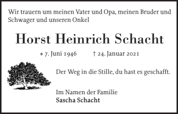 Traueranzeige von Horst Heinrich Schacht von Wedel-Schulauer Tageblatt