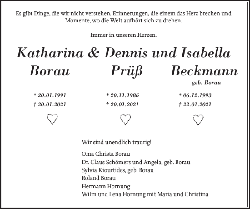  Traueranzeige für Katharina und Isabella vom 30.01.2021 aus Holsteinischer Courier