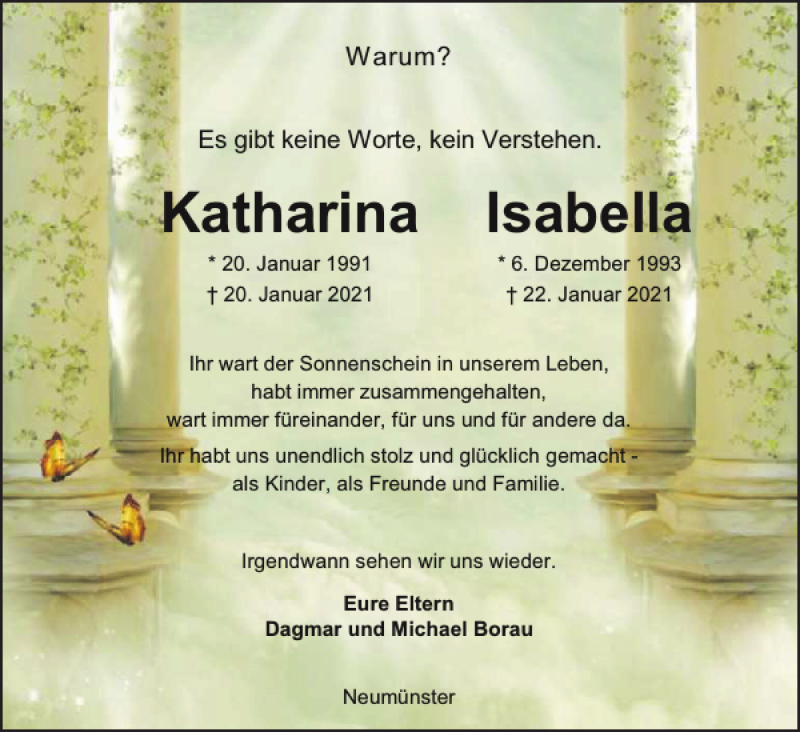  Traueranzeige für Katharina und Isabella vom 30.01.2021 aus Holsteinischer Courier