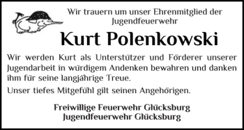 Traueranzeige von Kurt Polenkowski von Flensburger Tageblatt