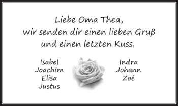 Traueranzeige von Oma Thea senden lieben Gruß und Kuss  von Stormarner Tageblatt