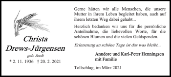 Traueranzeige von Gerne hätten von Flensburger Tageblatt