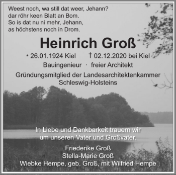 Traueranzeige von Heinrich Groß von Landeszeitung