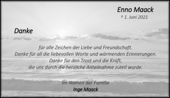 Traueranzeige von Enno Maack von Stormarner Tageblatt