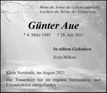 Traueranzeige von Günter Aue von Elmshorner Nachrichten
