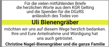 Traueranzeige von Uli Bienengräber von Flensburger Tageblatt