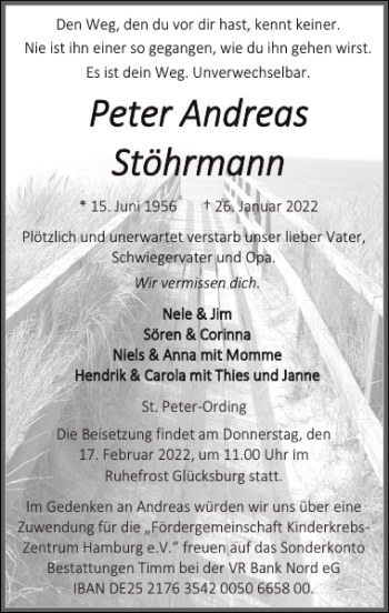 Traueranzeige von Peter Andreas Stöhrmann von Husumer Nachrichten