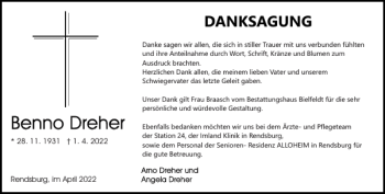 Traueranzeige von DANKSAGUNG  von Landeszeitung