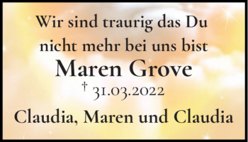 Traueranzeige von Maren Grove von Schleswiger Nachrichten