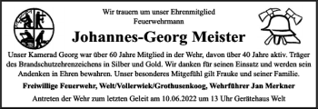 Traueranzeige von Johannes-Georg Meister von Husumer Nachrichten