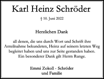 Traueranzeige von und Heinz haben und gestanden haben. Runge  von Stormarner Tageblatt