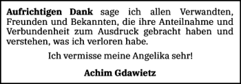 Traueranzeige von Achim Gdawietz sage von Der Insel-Bote