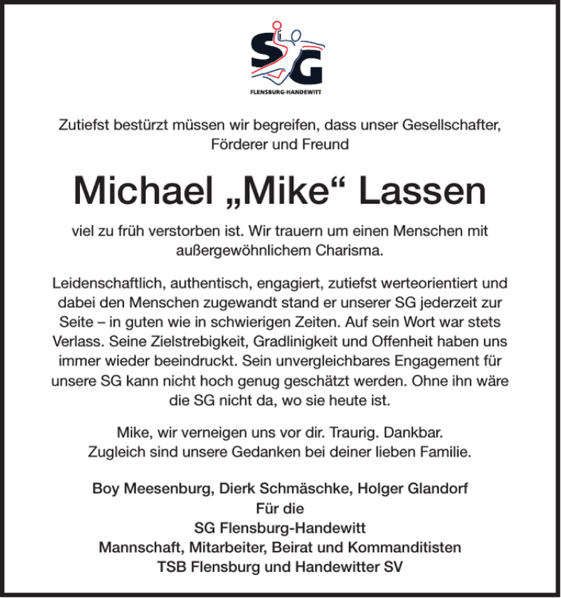  Traueranzeige für Michael Mike vom 08.11.2023 aus Flensburger Tageblatt