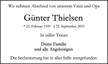 Traueranzeige von von unserem und Opa Seebestattung stattgefunden  von Stormarner Tageblatt