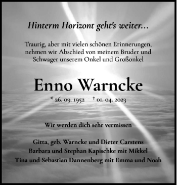 Traueranzeige von Enno Warncke von Flensburger Tageblatt