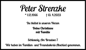 Traueranzeige von Peter Strenzke von Schleswiger Nachrichten