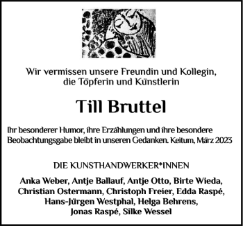 Traueranzeige von Till Bruttel von Sylter Rundschau
