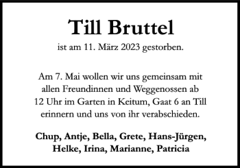 Traueranzeige von Till Bruttel von Sylter Rundschau
