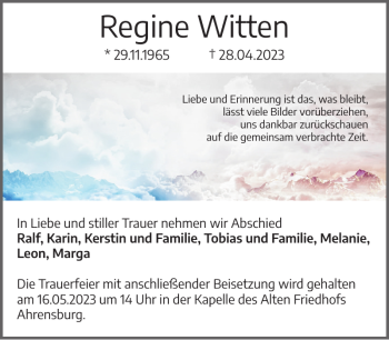 Traueranzeige von Regine Witten von Stormarner Tageblatt