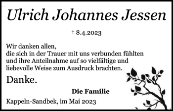 Traueranzeige von Ulrich Johannes Jessen von Schlei-Bote