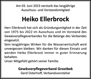 Traueranzeige von Heiko Ellerbrock von Stormarner Tageblatt