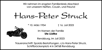 Traueranzeige von Hans-Peter Struck von Landeszeitung