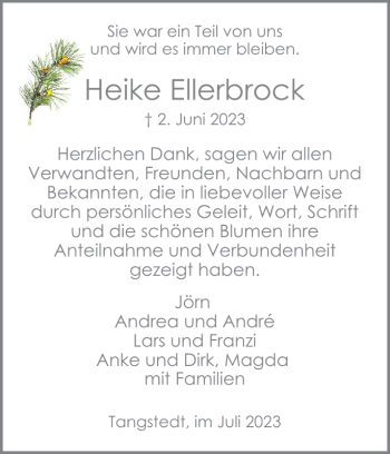 Traueranzeige von Heike Ellerbrock von Elmshorner Nachrichten