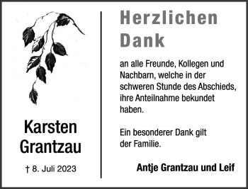 Traueranzeige von Karsten Grantzau von Stormarner Tageblatt