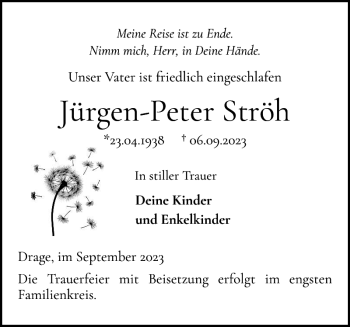 Traueranzeige von Jürgen-Peter Ströh von Husumer Nachrichten