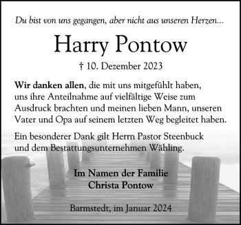 Traueranzeige von Harry Pontow von Elmshorner Nachrichten