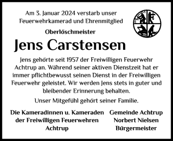 Traueranzeige von Jens Carstensen von Husumer Nachrichten