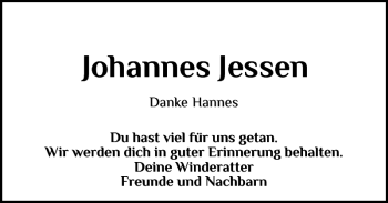 Traueranzeige von Johannes Jessen von Flensburger Tageblatt