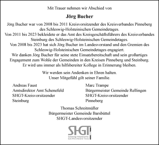 Traueranzeige von Jörg Bucher von Norddeutsche Rundschau, Wilstersche Zeitung, Glückstädter Fortuna