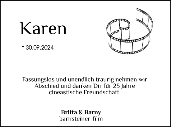 Traueranzeige von Karen von Fehrn-Stender von Schleswig-Holsteinische Landeszeitung