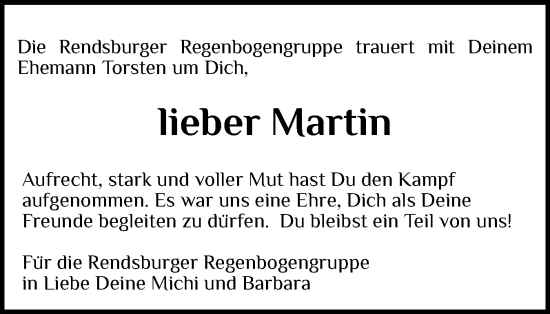 Traueranzeige von Martin  von Schleswig-Holsteinische Landeszeitung