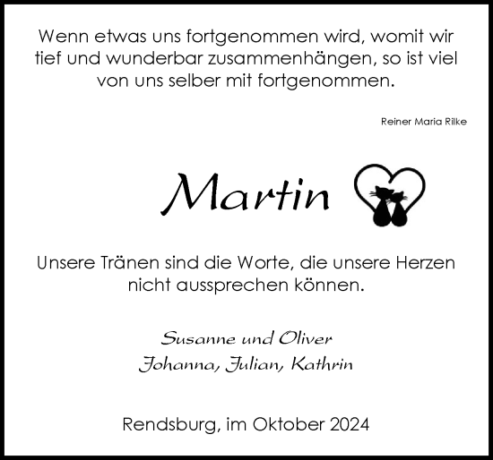 Traueranzeige von Martin  von Schleswig-Holsteinische Landeszeitung