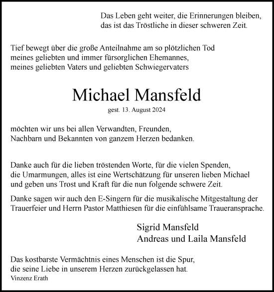 Traueranzeige von Michael Mansfeld von Uetersener Nachrichten, Der tip am Wochenende