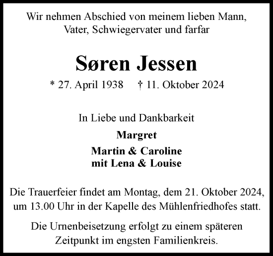 Traueranzeige von Soren Jessen von Flensburger Tageblatt