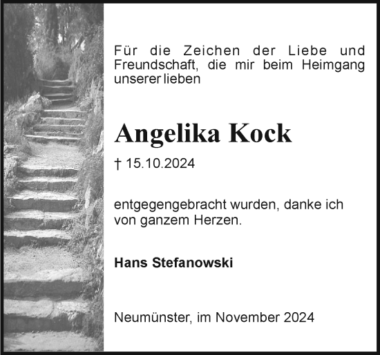 Traueranzeige von Angelika Kock von Holsteinischer Courier