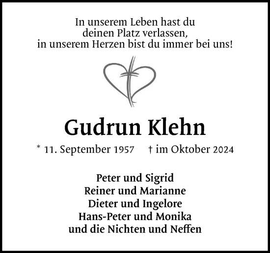 Traueranzeige von Gudrun Klehn von Uetersener Nachrichten, Der tip am Wochenende