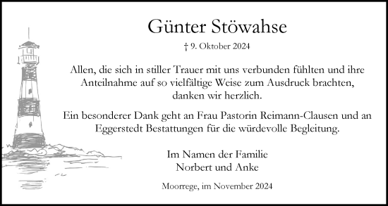 Traueranzeige von Günter Stöwahse von A. Beig Gesamtausgabe