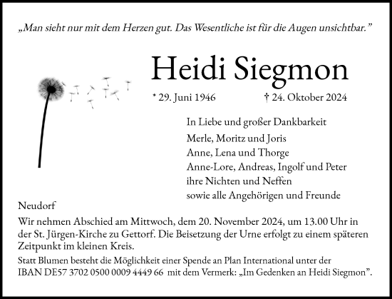 Traueranzeige von Heidi Siegmon von Eckernförder Zeitung, Hallo Eckernförde