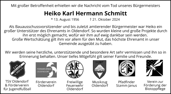 Traueranzeige von Heiko Karl Hermann Schmitt von Norddeutsche Rundschau, Wilstersche Zeitung, Glückstädter Fortuna